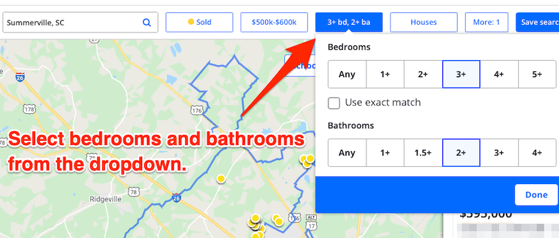 Zillow beds and baths