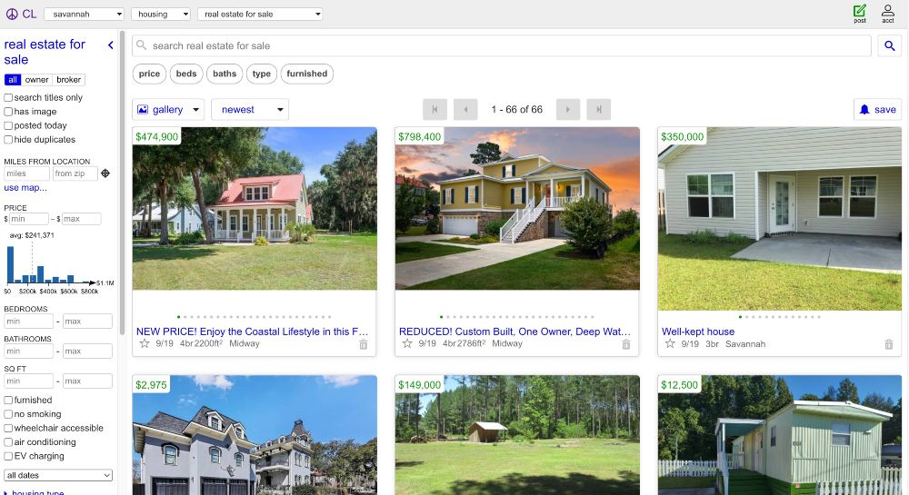 Craigslist real estate listing portal