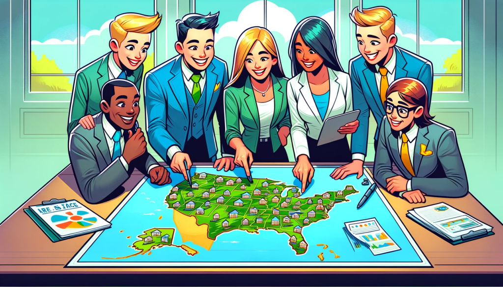 real estate agents picking best market on map